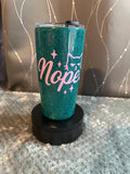 Funny Glitter Stainless Steel Tumbler | Nope Cat Design