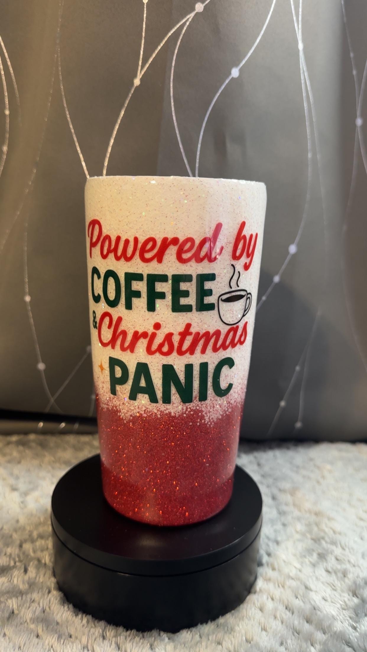 Funny Red & White Glitter Ombre Holiday Tumbler